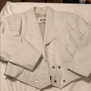 100% genuine white vintage  leather jacket